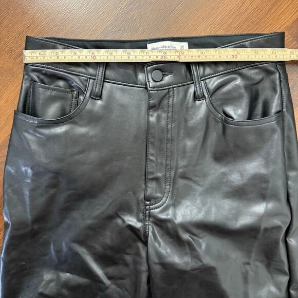 Abercrombie & Fitch Ankle Straight Ultra High Vegan Faux Leather Pants Sz 30/10L - Picture 7 of 8